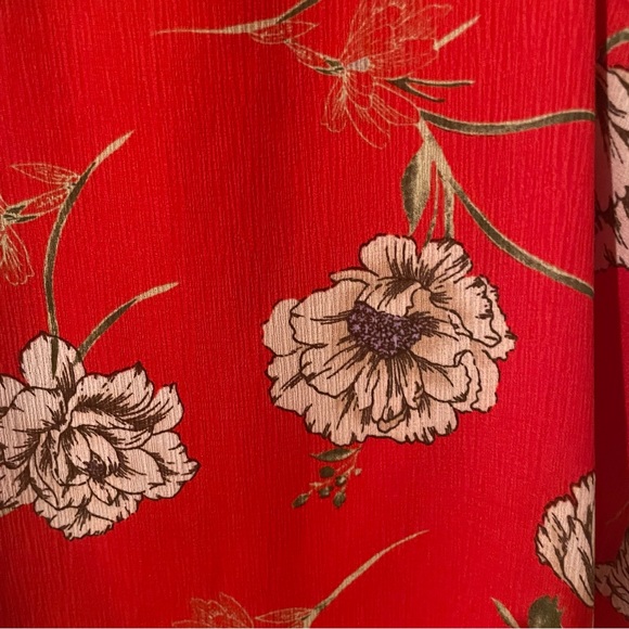 Red Floral Top with Spaghetti Straps - Picture 5 of 9